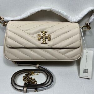 Tory Burch Kira Chevron Small Flap Quilted Shoulder Bag In New Cream